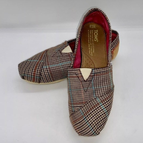 TOMS Alpargata Women’s Slip On Flats Academy Brown Plaid Canvas/Corduroy Sz 7.5 - Picture 10 of 10